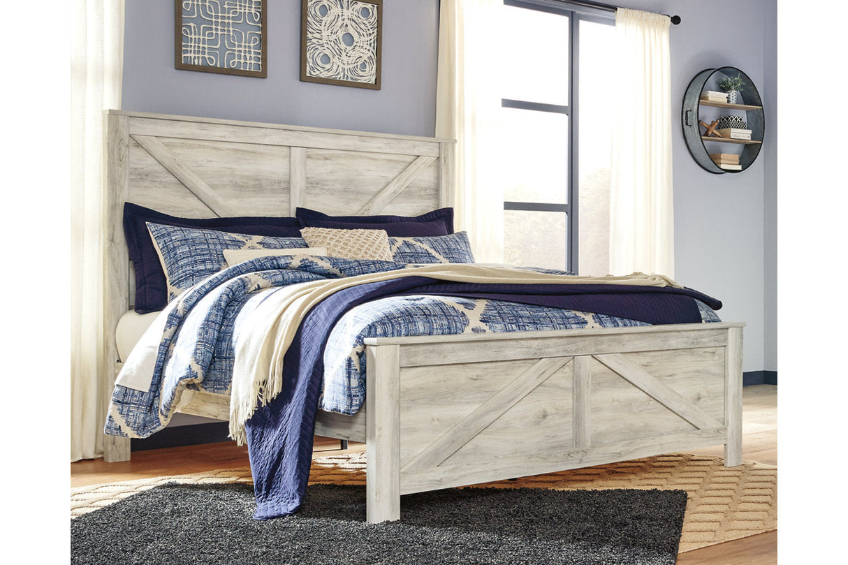 Bellaby Whitewash King Crossbuck Panel Bed