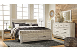 Bellaby Whitewash King Platform Bed with 2 Storage Drawers