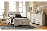 Bellaby Whitewash Queen Platform Bed with 2 Storage Drawers