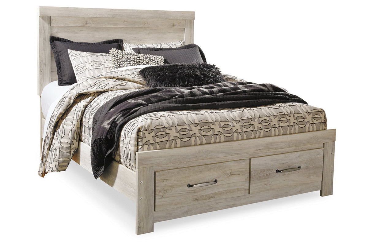 Bellaby Whitewash Queen Platform Bed with 2 Storage Drawers