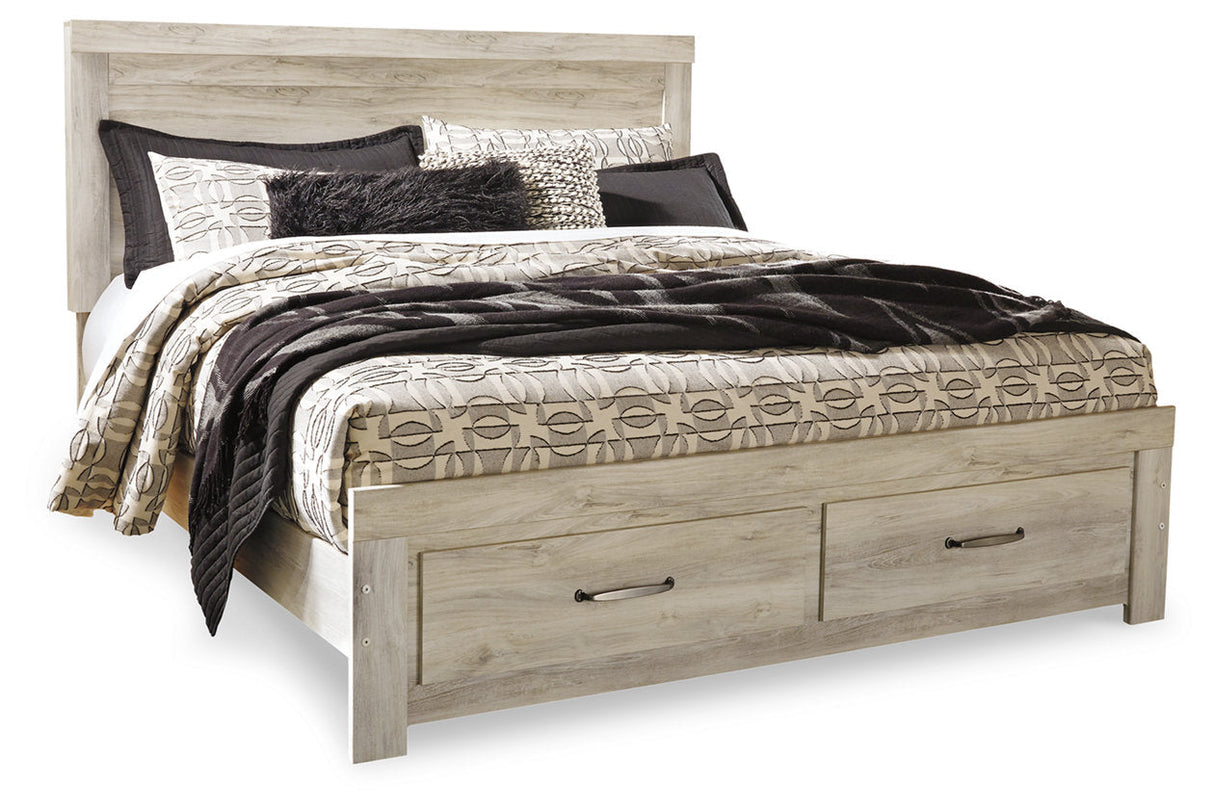 Bellaby Whitewash King Platform Bed with 2 Storage Drawers