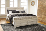 Bellaby Whitewash King Platform Bed with 2 Storage Drawers