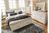 Bellaby Whitewash King Platform Bed with 2 Storage Drawers