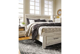 Bellaby Whitewash King Platform Bed with 2 Storage Drawers