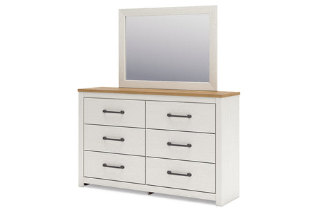 Linnocreek White/Warm Brown Dresser and Mirror