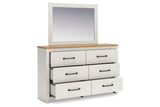 Linnocreek White/Warm Brown Dresser and Mirror