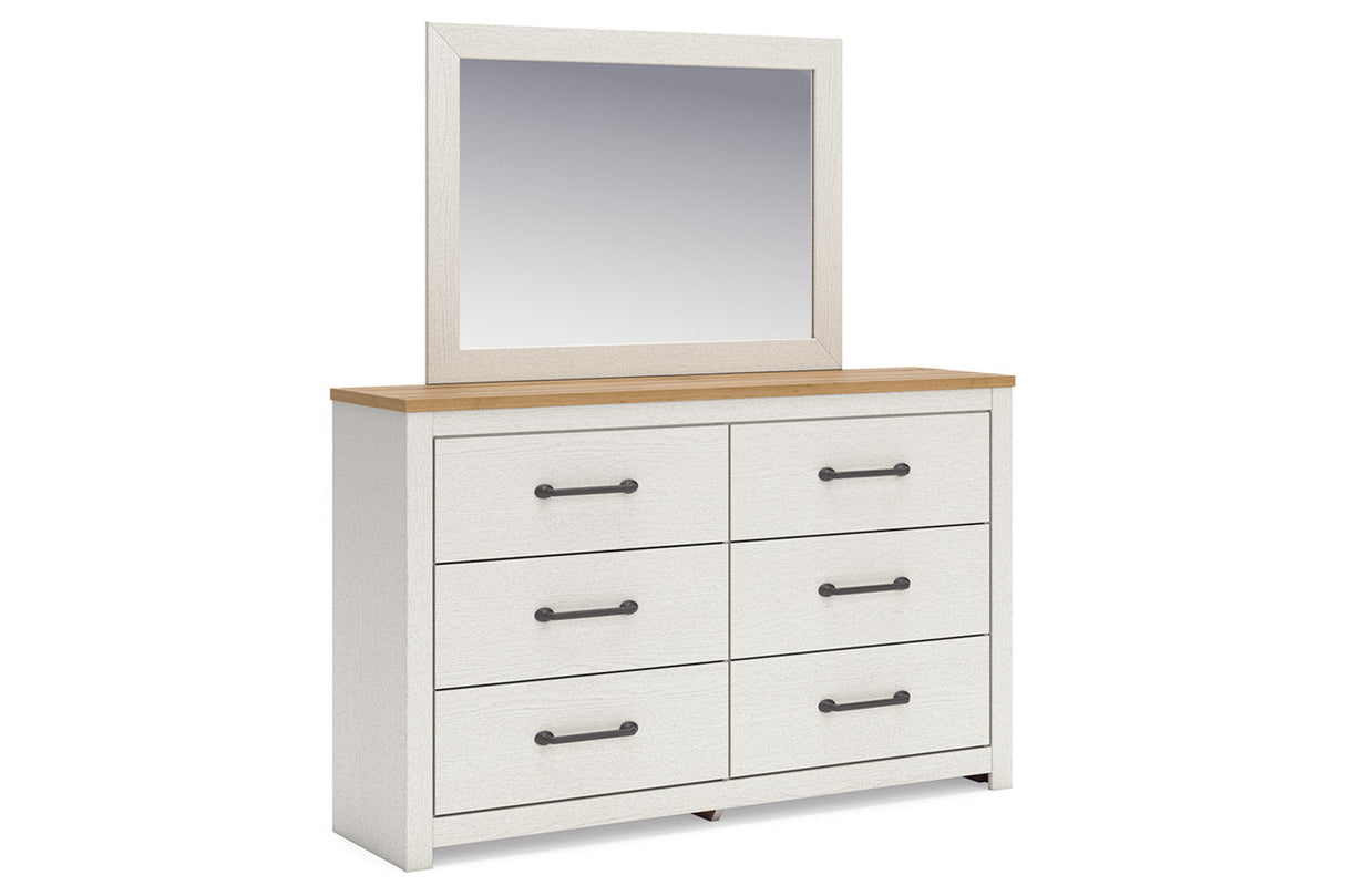 Linnocreek White/Warm Brown Dresser and Mirror