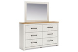 Linnocreek White/Warm Brown Dresser and Mirror