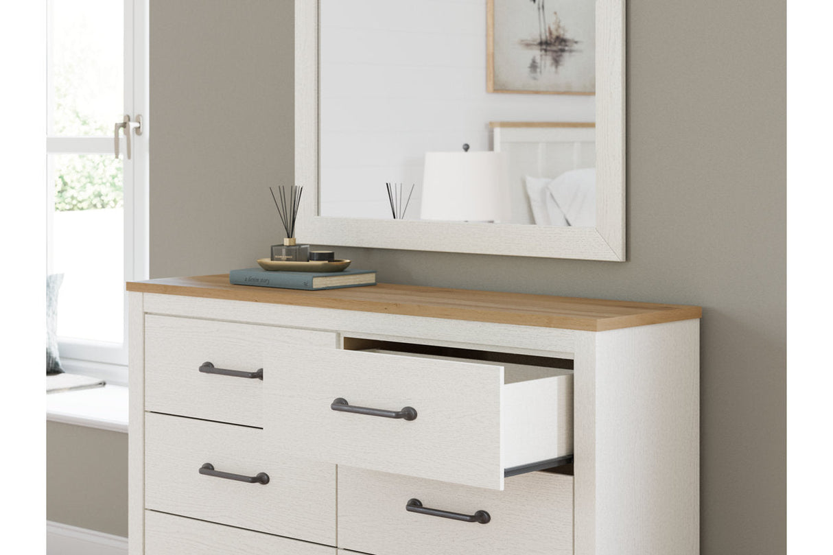 Linnocreek White/Warm Brown Dresser and Mirror