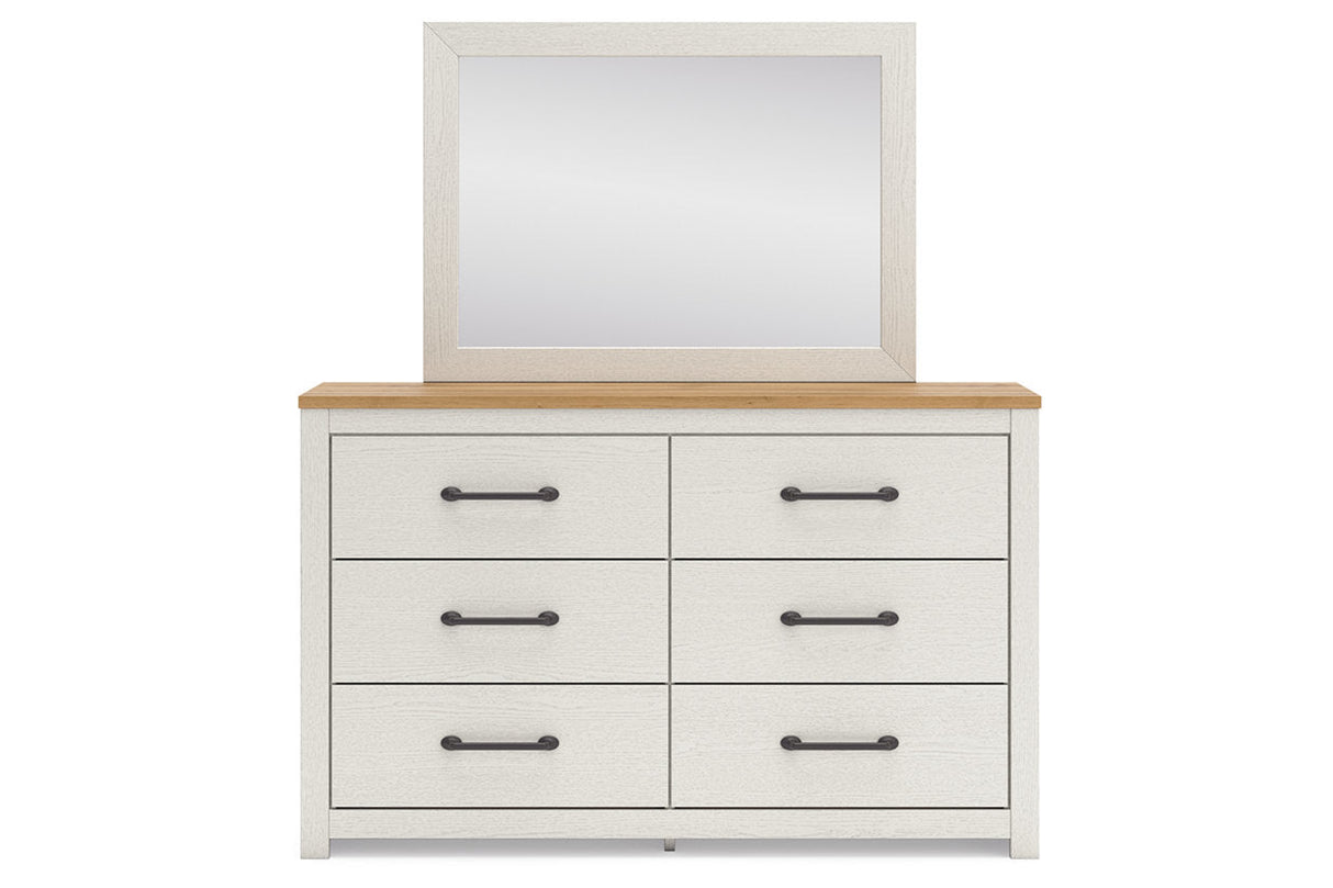 Linnocreek White/Warm Brown Dresser and Mirror