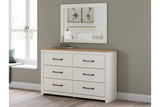 Linnocreek White/Warm Brown Dresser and Mirror