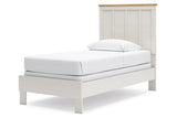 Linnocreek White/Warm Brown Twin Panel Bed