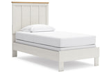 Linnocreek White/Warm Brown Twin Panel Bed