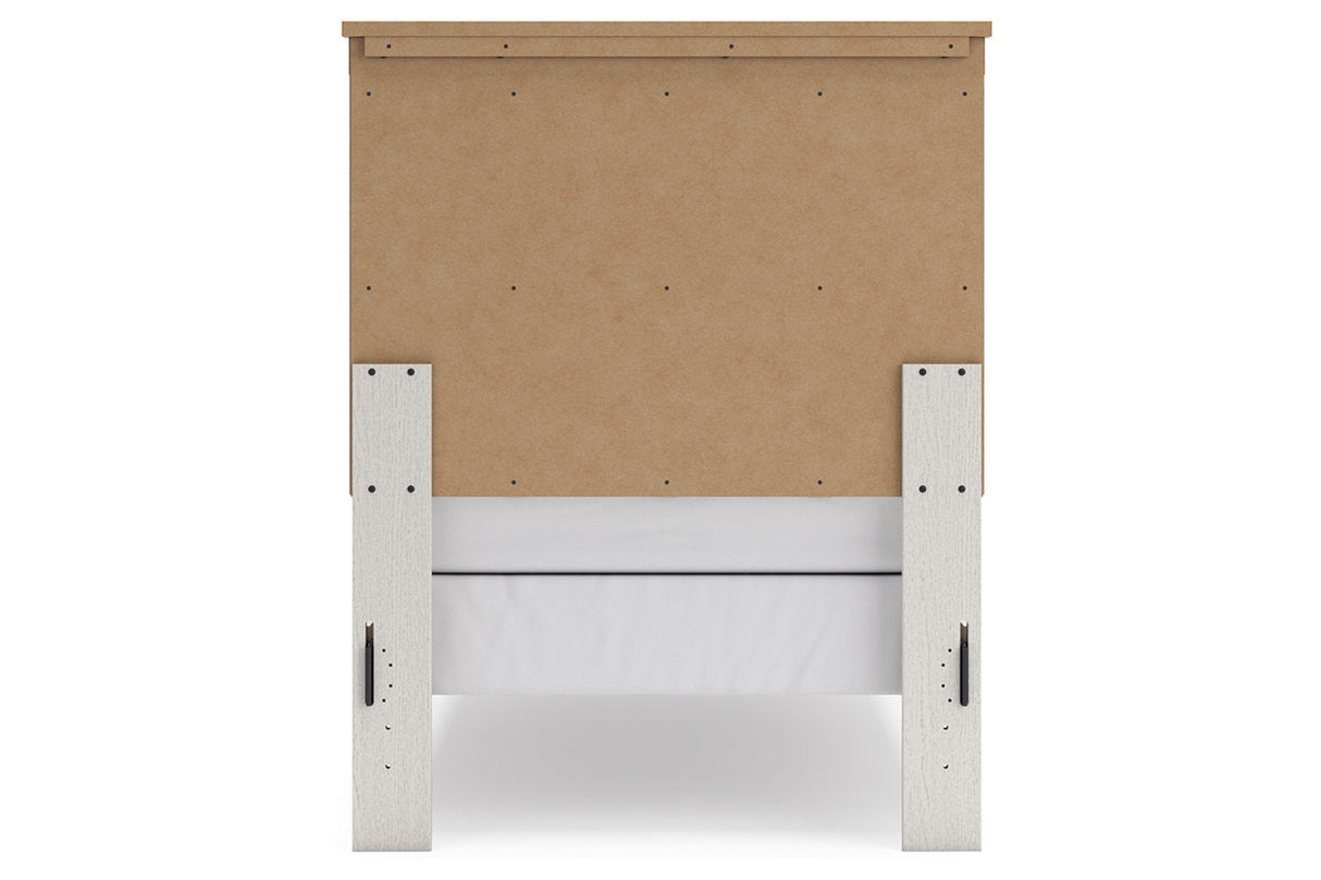 Linnocreek White/Warm Brown Twin Panel Bed