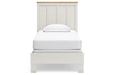 Linnocreek White/Warm Brown Twin Panel Bed