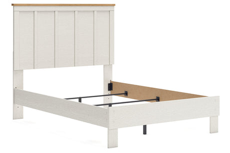 Linnocreek White/Warm Brown Full Panel Bed