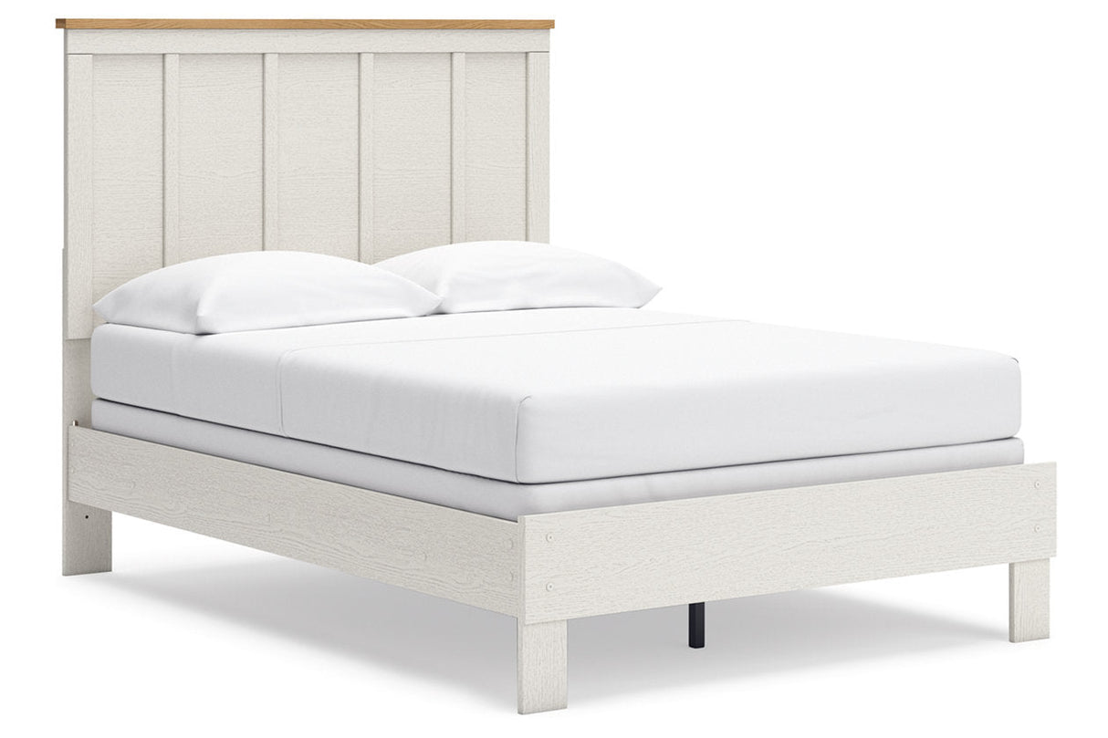 Linnocreek White/Warm Brown Full Panel Bed