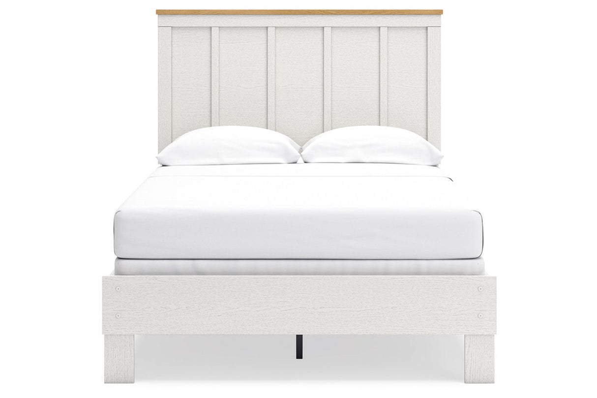 Linnocreek White/Warm Brown Full Panel Bed