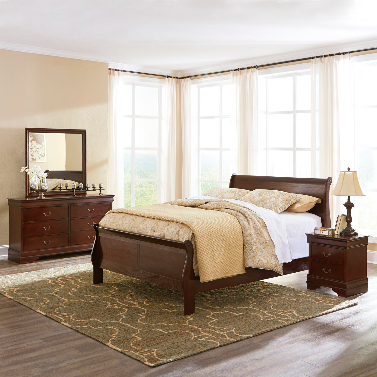 Alisdair Reddish Brown Sleigh Bedroom Set