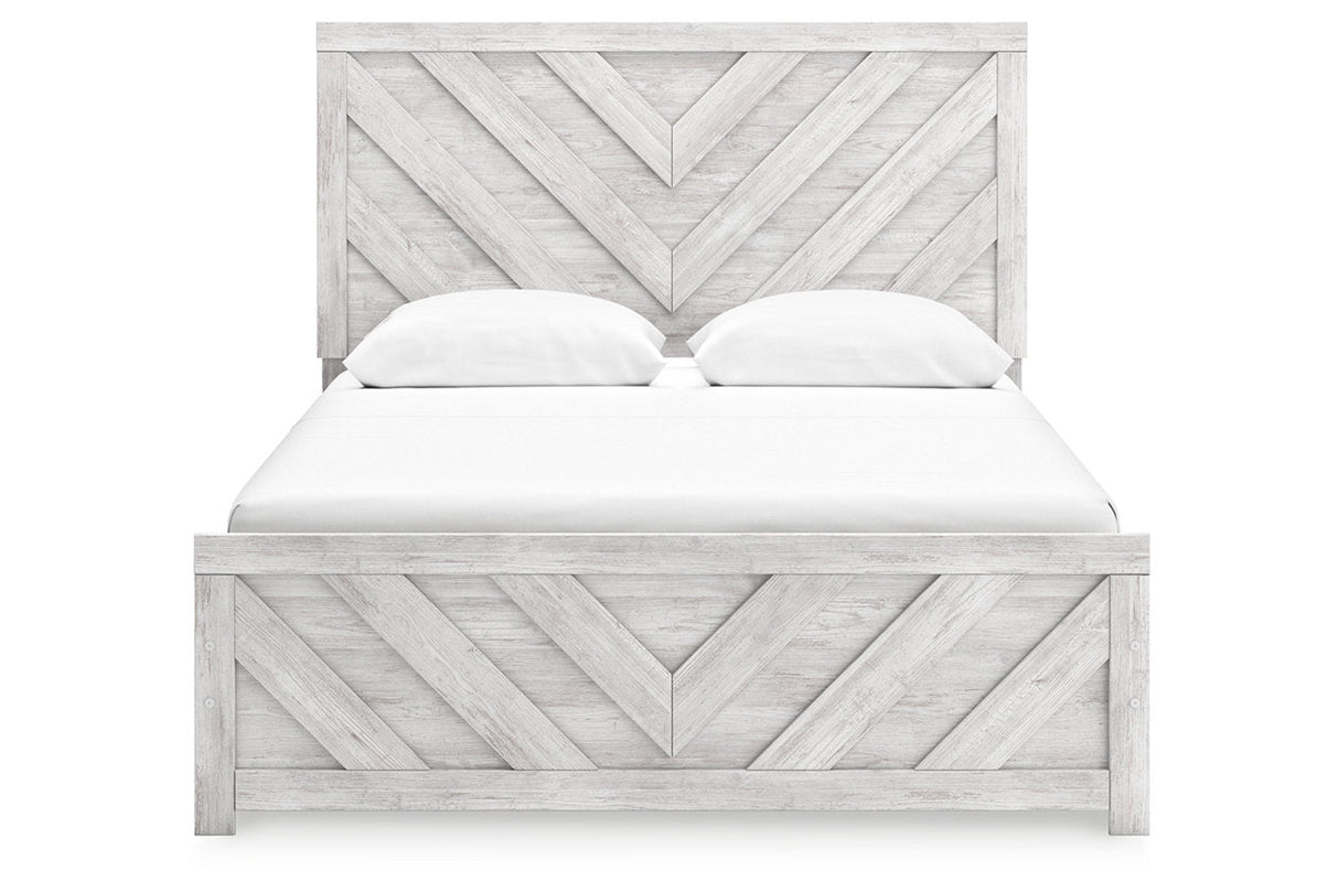 Cayboni Whitewash Queen Panel Bed