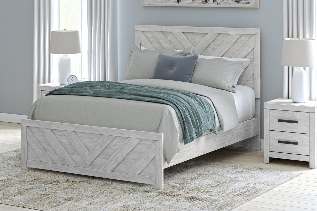 Cayboni Whitewash Queen Panel Bed