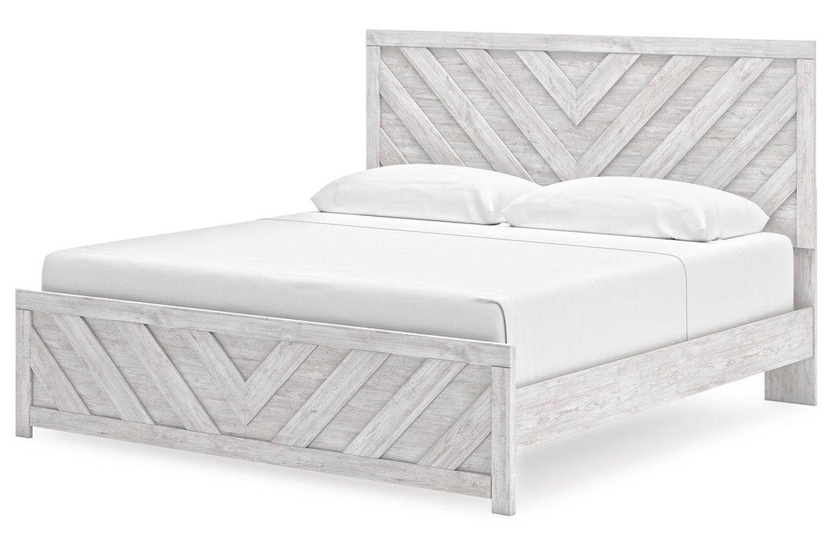 Cayboni Whitewash King Panel Bed