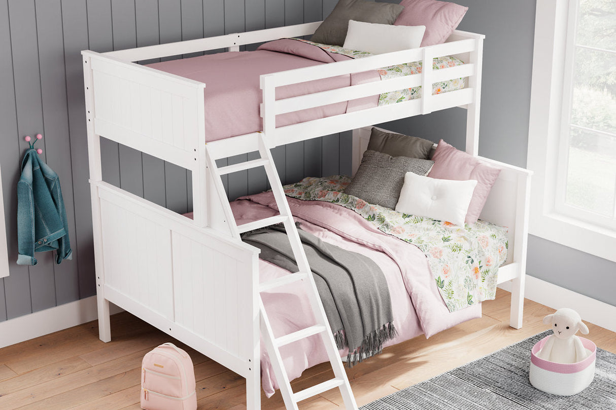 Nextonfort White Twin over Full Bunk Bed