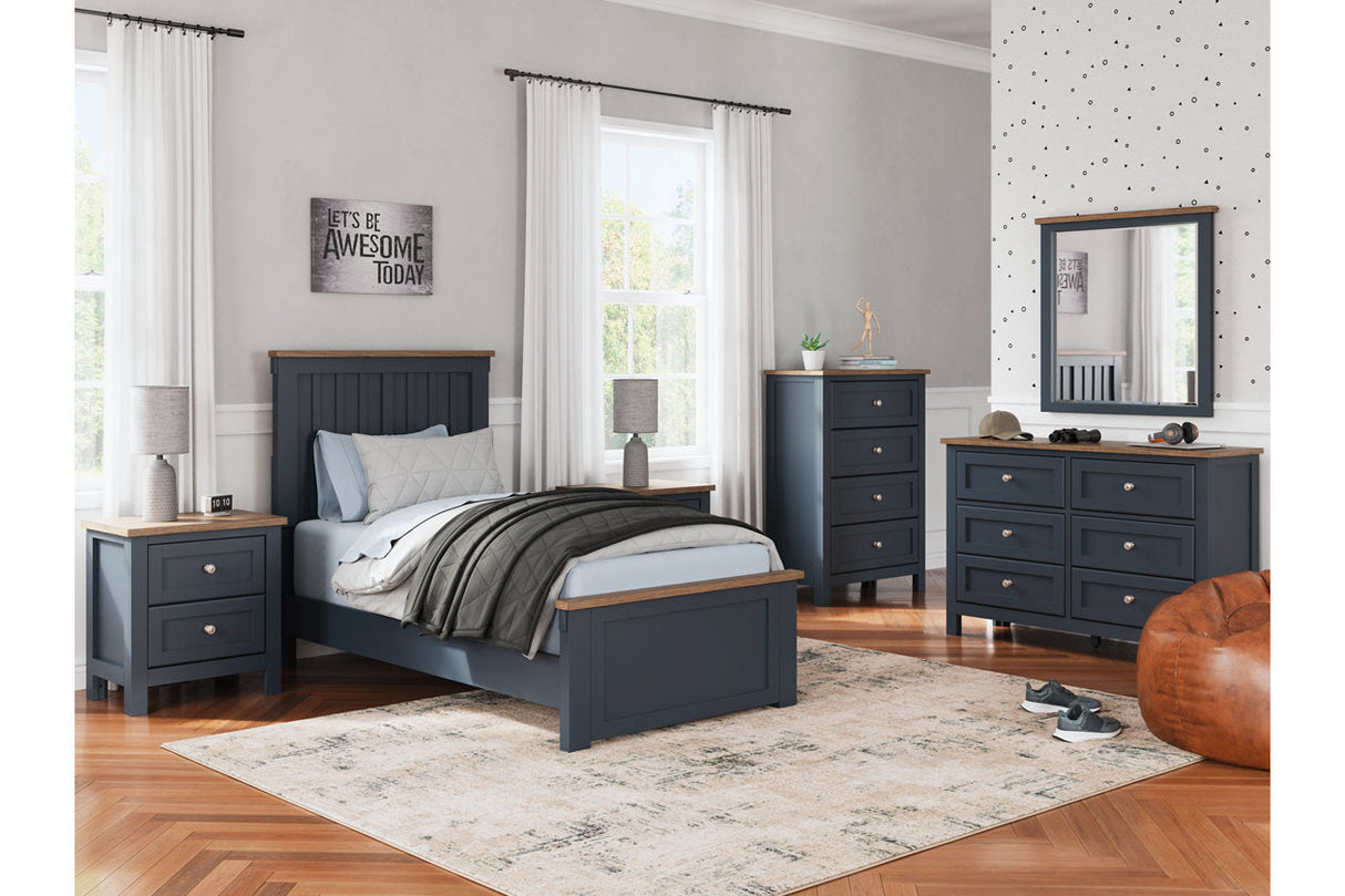 Landocken Brown/Blue Twin Panel Bed