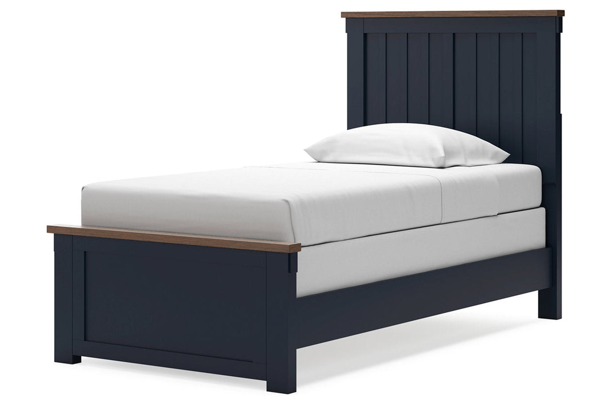 Landocken Brown/Blue Twin Panel Bed