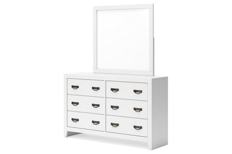 Binterglen White Dresser and Mirror