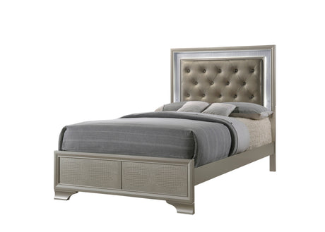 Lyssa Champagne LED Upholstered Panel Youth Bedroom Set