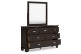 Covetown Dark Brown Dresser and Mirror