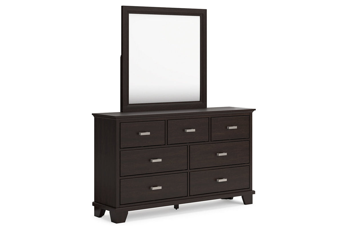 Covetown Dark Brown Dresser and Mirror