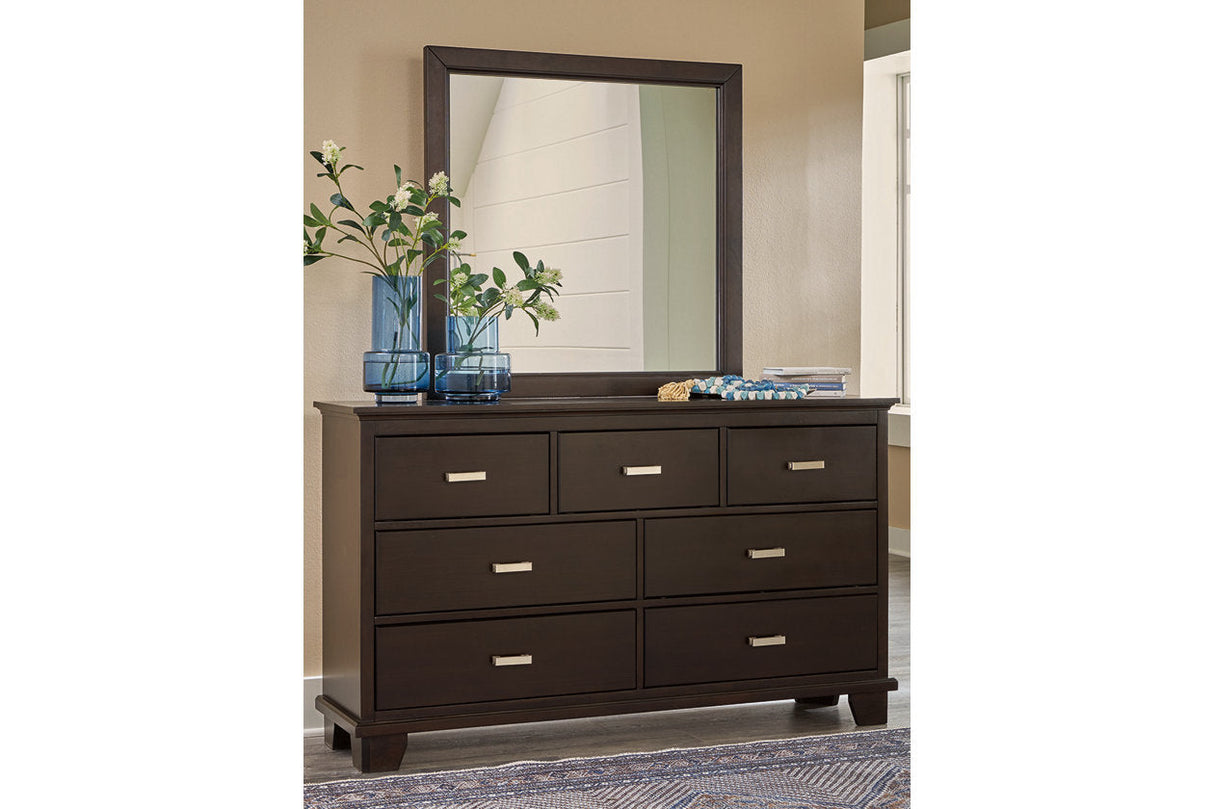 Covetown Dark Brown Dresser and Mirror