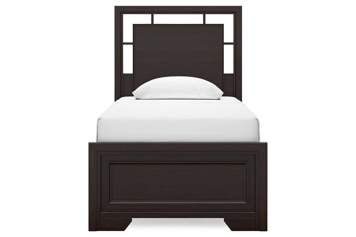 Covetown Dark Brown Twin Panel Bed