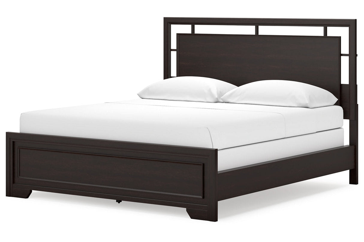 Covetown Dark Brown California King Panel Bed