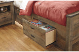 Trinell Brown Twin Bookcase Bed with 2 Storage Drawers