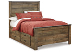 Trinell Brown Full Panel Bed with 2 Storage Drawers