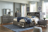 Caitbrook Gray California King Storage Bed with 8 Drawers