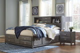 Caitbrook Gray King Storage Bed with 8 Drawers