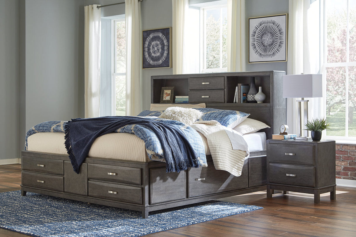 Caitbrook Gray California King Storage Bed with 8 Drawers