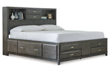 Caitbrook Gray California King Storage Bed with 8 Drawers