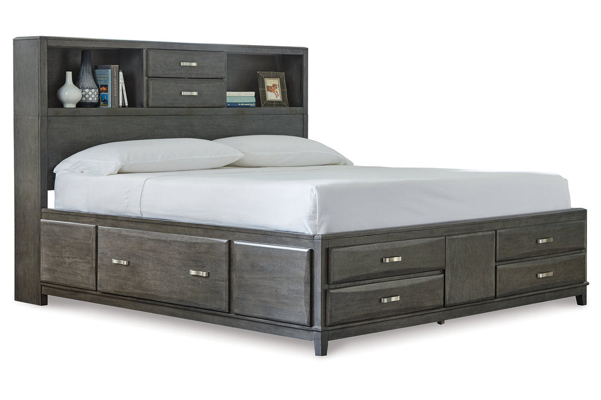 Caitbrook Gray Queen Storage Bed with 8 Drawers