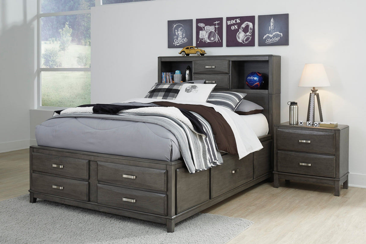 Caitbrook Gray Bookcase Storage Platform Youth Bedroom Set