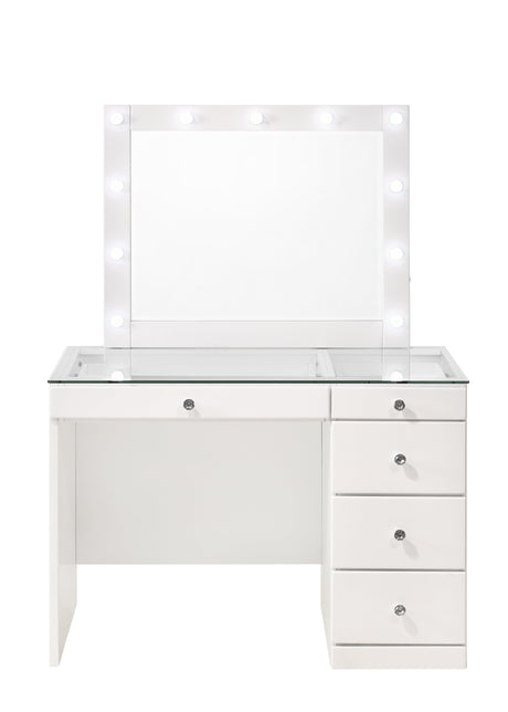 Morgan White Makeup Vanity Set with Lighted Mirror