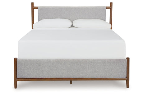 Lyncott Brown Queen Upholstered Panel Bed