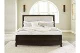 Neymorton Dark Grayish Brown Queen Upholstered Panel Bed