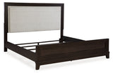 Neymorton Dark Grayish Brown Queen Upholstered Panel Bed