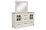 Shaybrock Antique White/Brown Dresser and Mirror