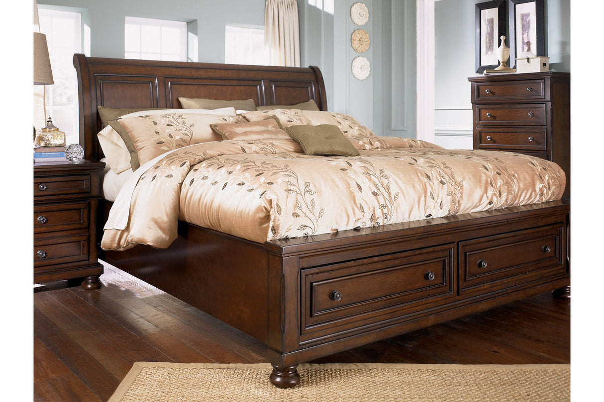 Porter Rustic Brown California King Sleigh Bed